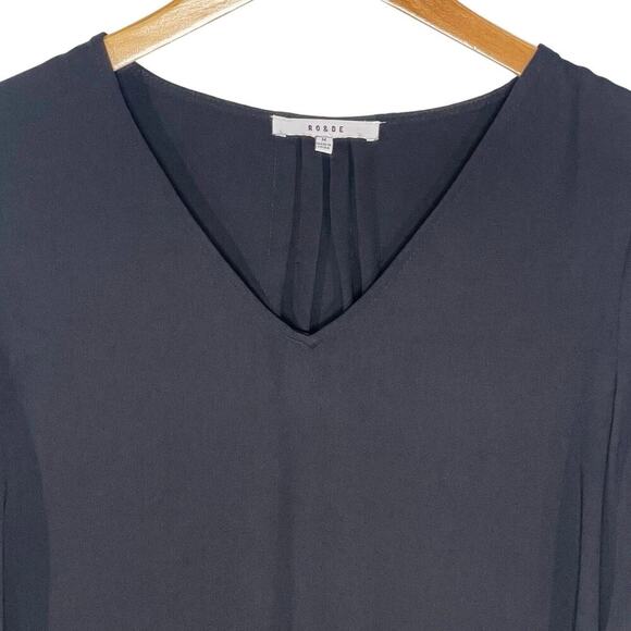 RO&DE Women’s Black Boho Vneck Crochet Trim Bell Cuff Top medium - Picture 4 of 6